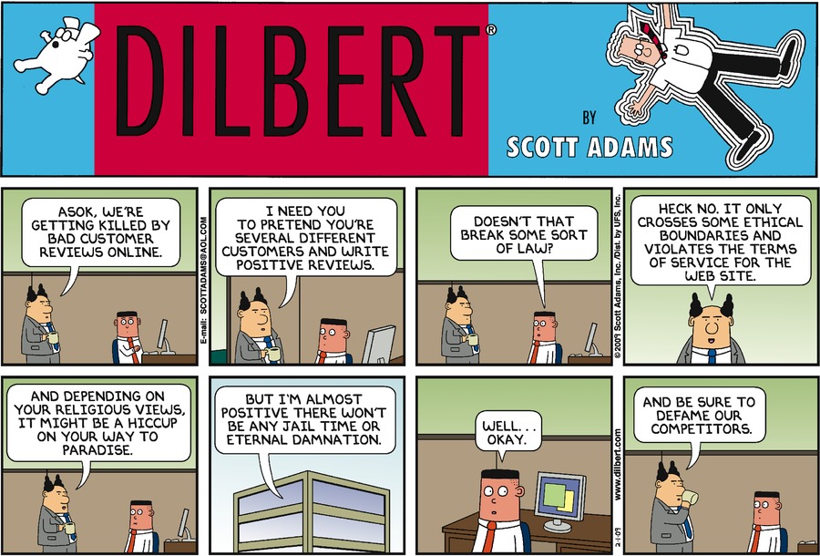 Fake review - Dilbert | From the blog of Nicholas C. Rossis, author of science fiction, the Pearseus epic fantasy series and children's books