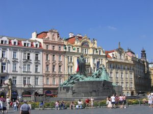 Prague, Staromestske nam. - Jan Hus monument | From the blog of Nicholas C. Rossis, author of science fiction, the Pearseus epic fantasy series and children's books