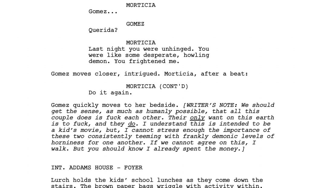 Addams family script | From the blog of Nicholas C. Rossis, author of science fiction, the Pearseus epic fantasy series and children's books