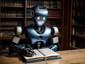 Robot writing book | From the blog of Nicholas C. Rossis, author of science fiction, the Pearseus epic fantasy series and children's books